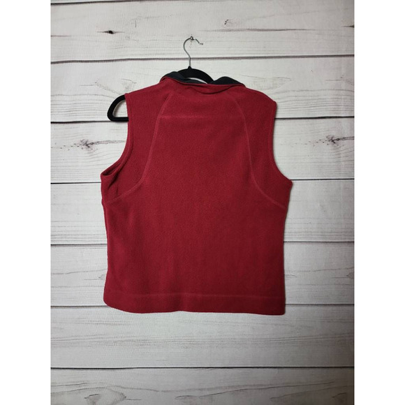 Columbia Sportwear Company Womens Fleece Vest Red Waist Length Zip Pockets M - Picture 2 of 6